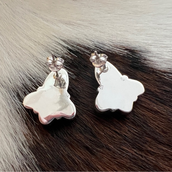 ❤️ Emerald Valley Turquoise & Pink Opal Navajo Style Sterling Cluster Earrings - Picture 10 of 16